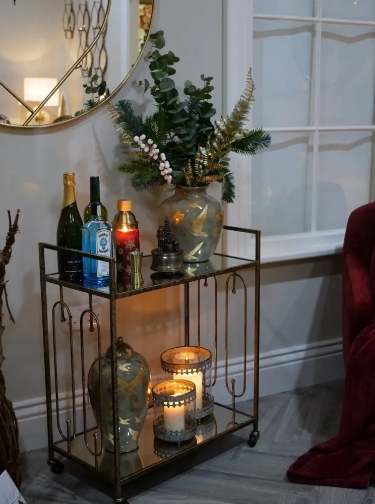 Estela Drinks Trolley - Gold, Mirrored