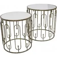 Estela Side Table Set of 2 - Antique Gold, Marble