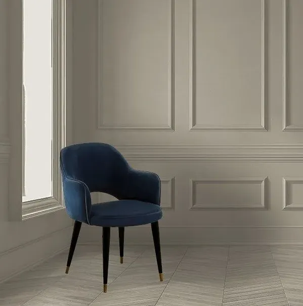 Hadley Dining Chair - Navy, Velvet