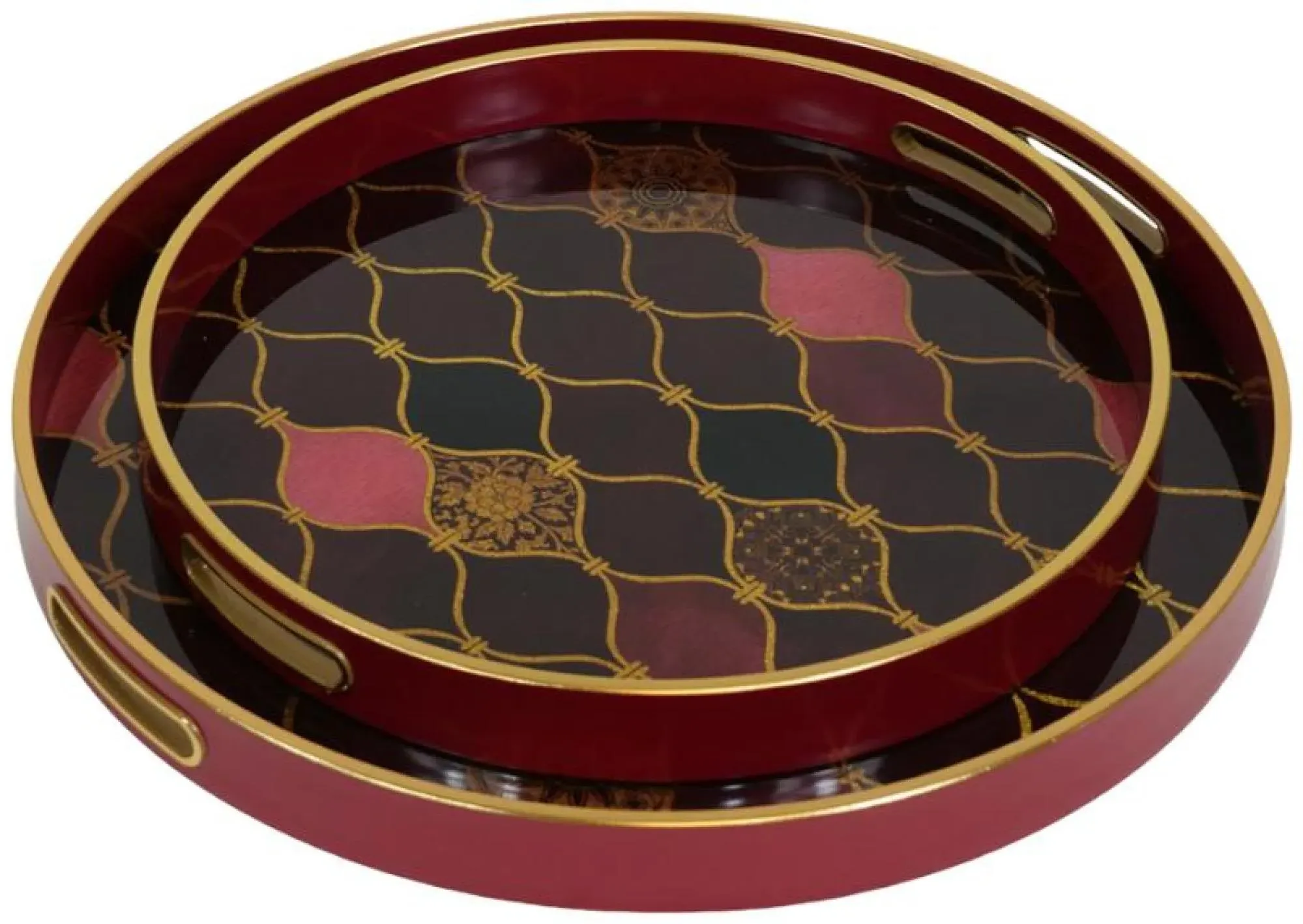 Haralson Metal Trays Set of 2 - Black, Red and Gold
