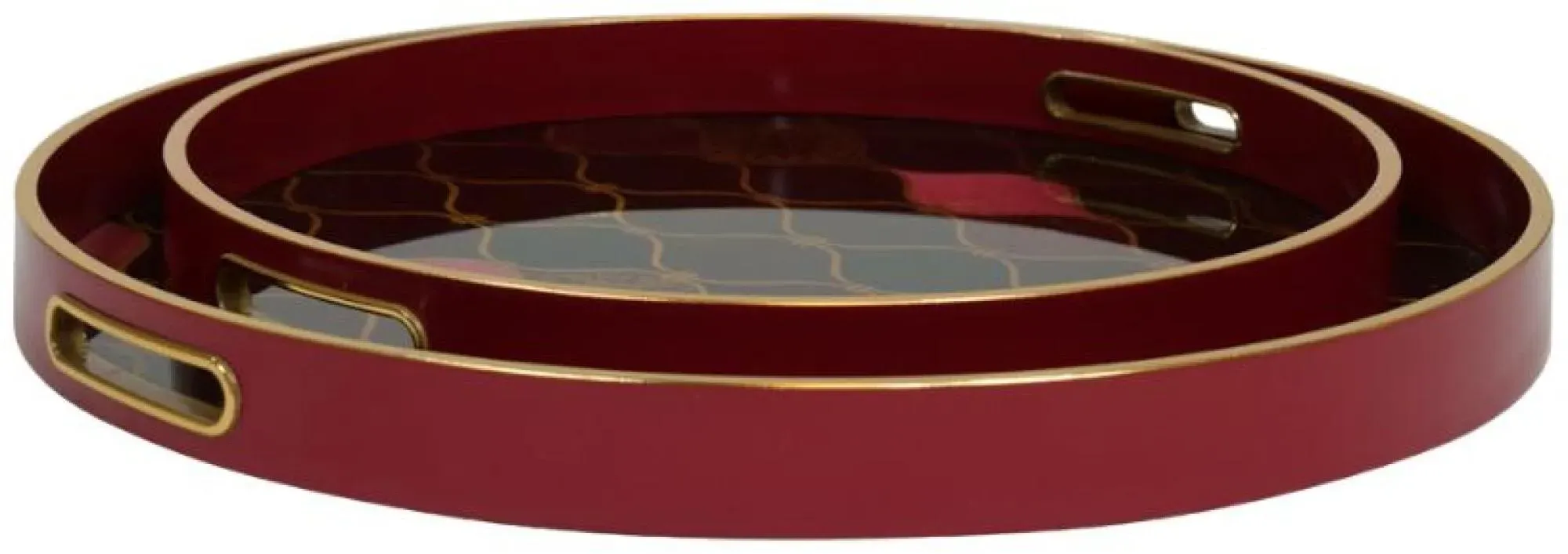 Haralson Metal Trays Set of 2 - Black, Red and Gold
