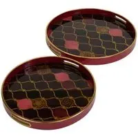 Haralson Metal Trays Set of 2 - Black, Red and Gold