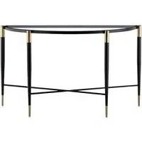 Harlinne Half Moon Console Table - Clear Glass, Black