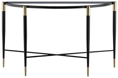 Harlinne Half Moon Console Table - Clear Glass, Black image