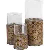 Hazel 3 Set Candle Holders (Set of 2) - Antique Brass