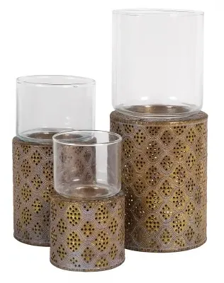 Hazel 3 Set Candle Holders (Set of 2) - Antique Brass image