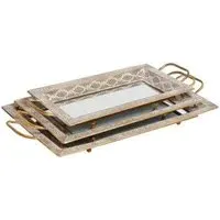 Latifa Metal Tray Set of 2 - Gold, Metal