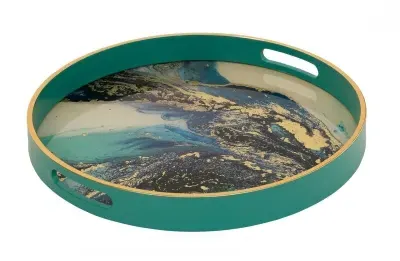 Marine Wonder Serving Tray Set of 4 - Cyan image