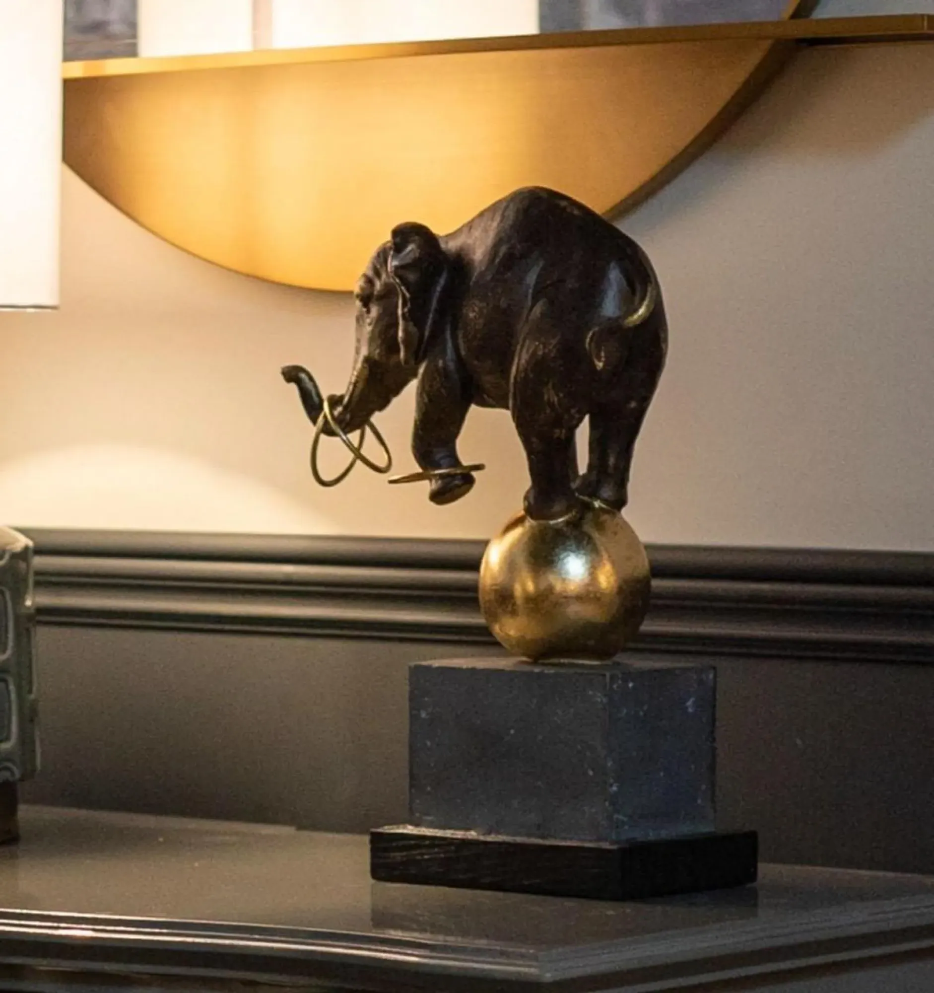 Metal Elephant Figurine - Black, Gold