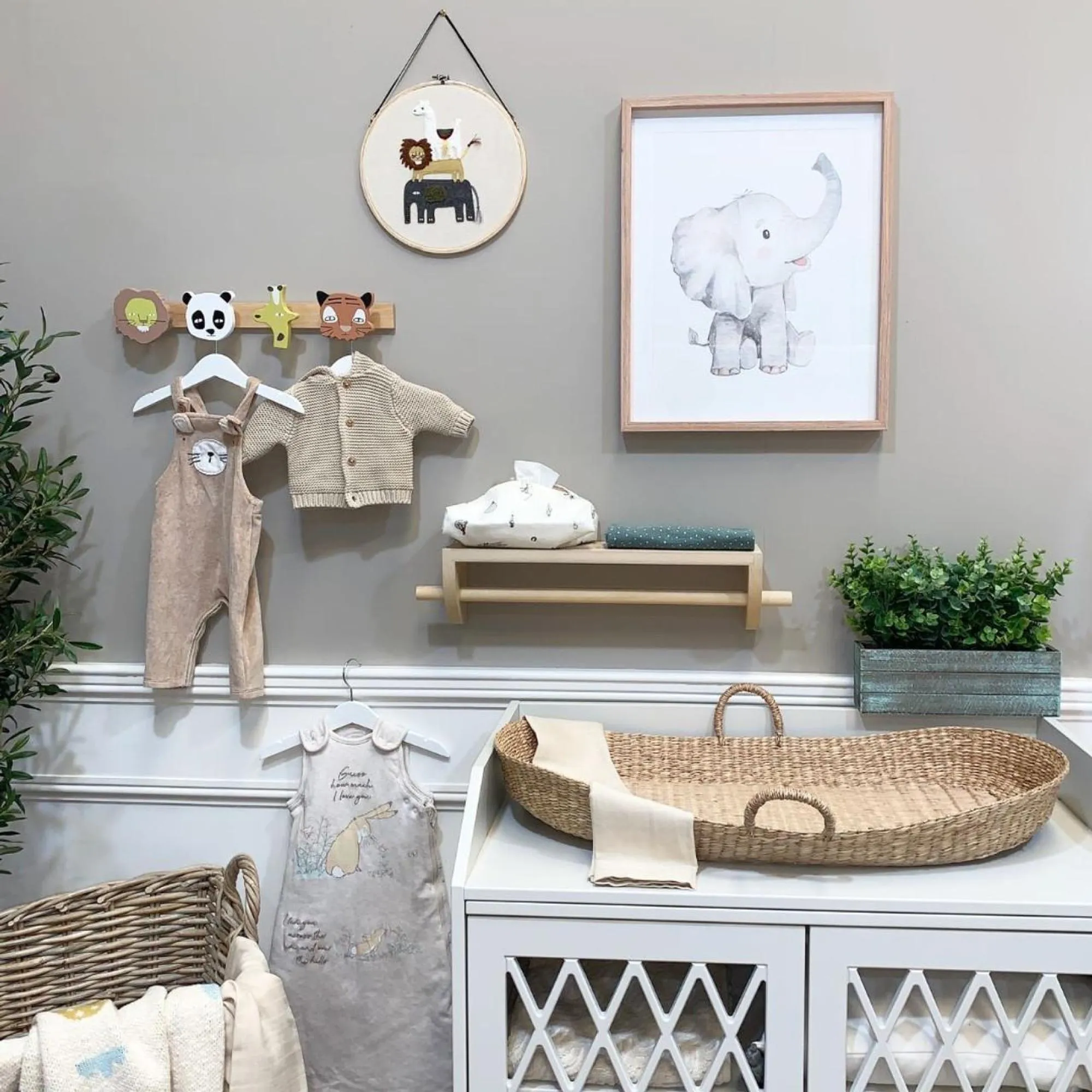 Nelly the Elephant Decorative Set - Off White, Brown