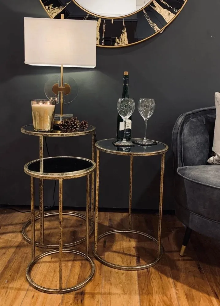 Nest of 3 Tables - Antique Gold