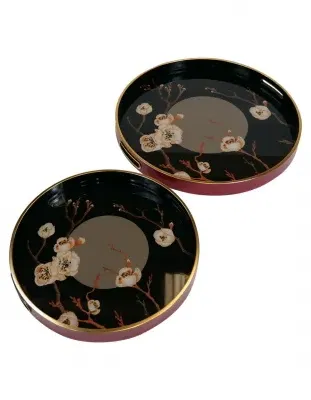 Oriental Bloom Trays Set of 2