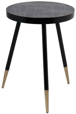Palm Tree Round Side Table - Black image
