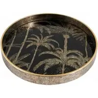 Palm Tree Round Tray Set of 4 - Gold