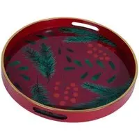 Red Berry Glass Tray Set of 2 - Red, Glass