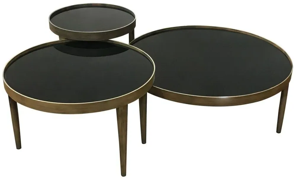 Reese Large Round Coffee Table - Black, Antique Bronze
