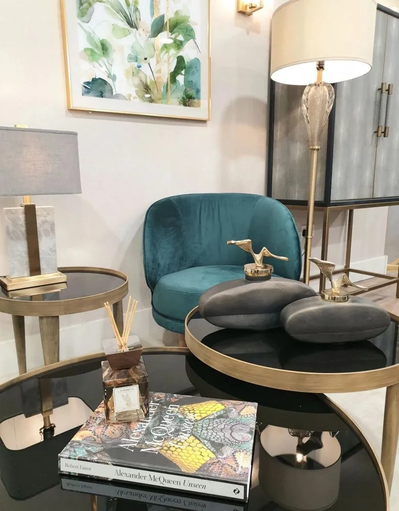 Reese Large Round Coffee Table - Black, Antique Bronze