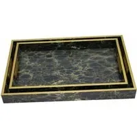 Serving Tray Set Deep Blue (Set of 2) - Navy, Gold