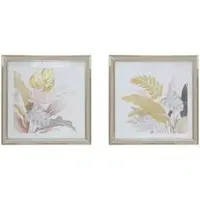 Tropical Gold Floral Photo Frame Set of 2 - Rose Pink