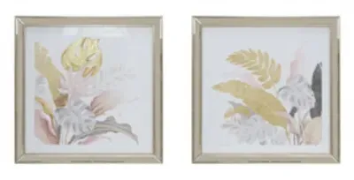 Tropical Gold Floral Photo Frame Set of 2 - Rose Pink