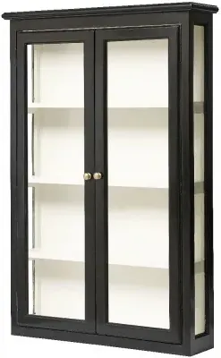2 Door Wall Display Cabinet - Black, Mango Wood image