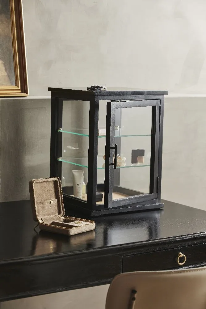 Arno 1 Door Display Cabinet - Black, Mango Wood
