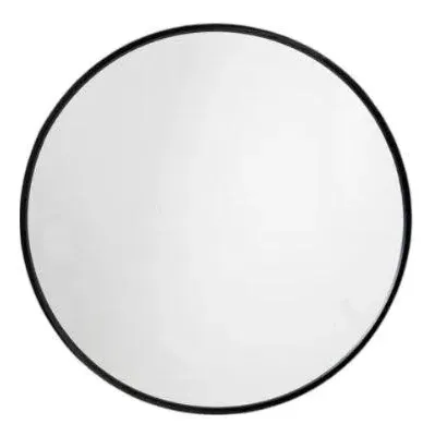Asio Round Wall Mirror - Black, Metal