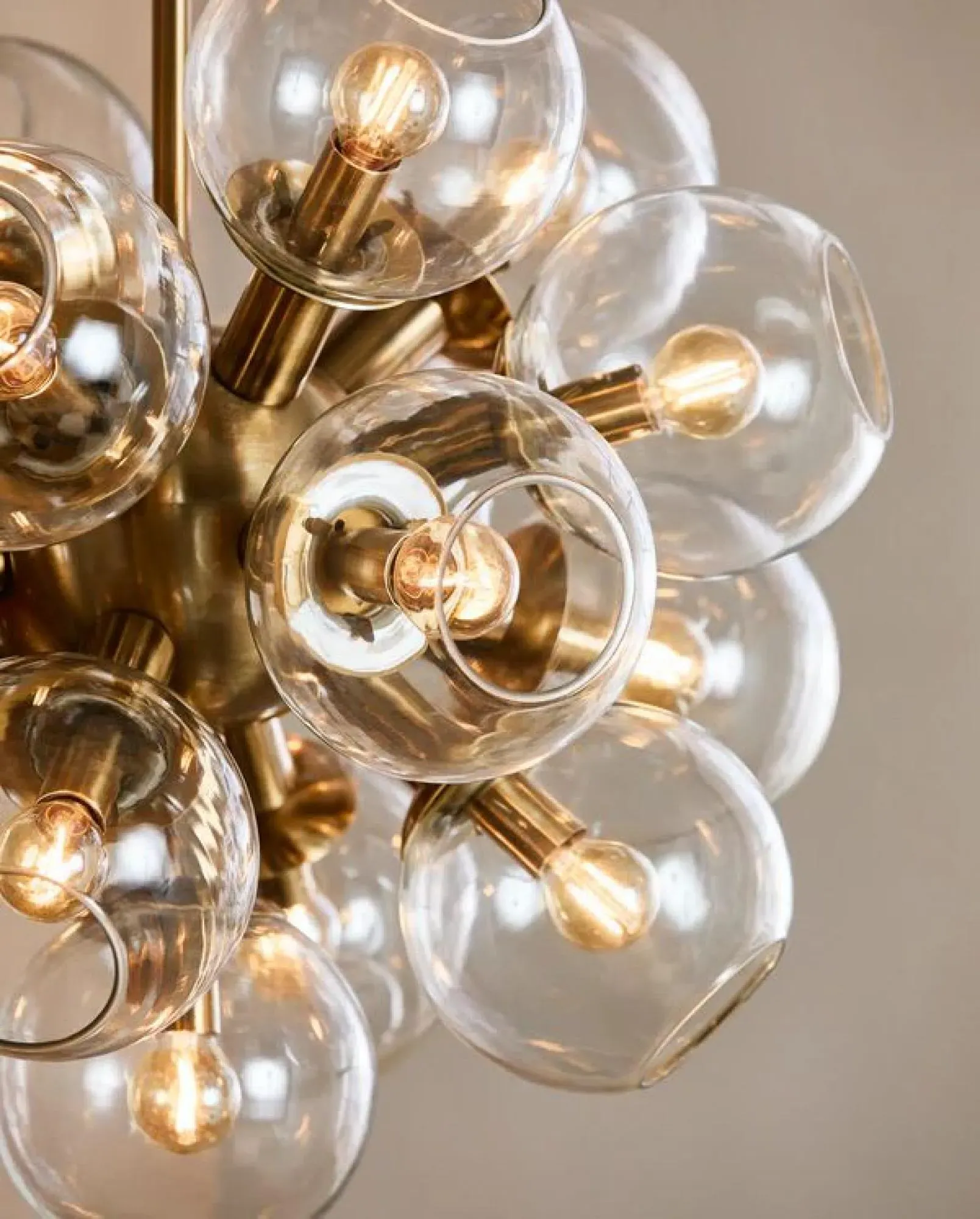 Atomic Hanging Lamp - Gold, Glass