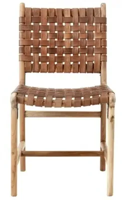 Aya Dining Chair Set of 2 - Brown, Buffalo Leather