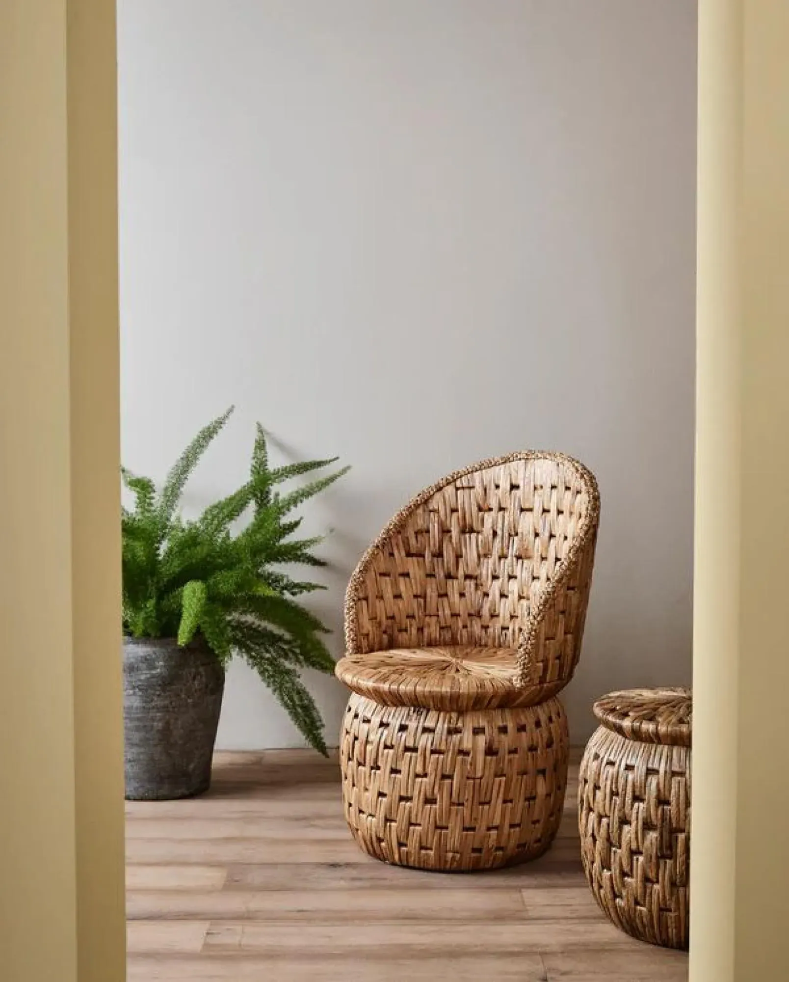 Baccio Round Stool - Natural, Rattan
