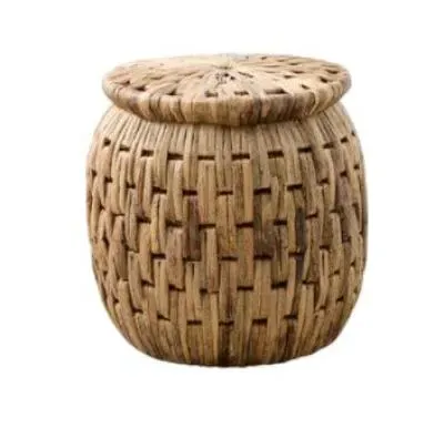 Baccio Round Stool - Natural, Rattan