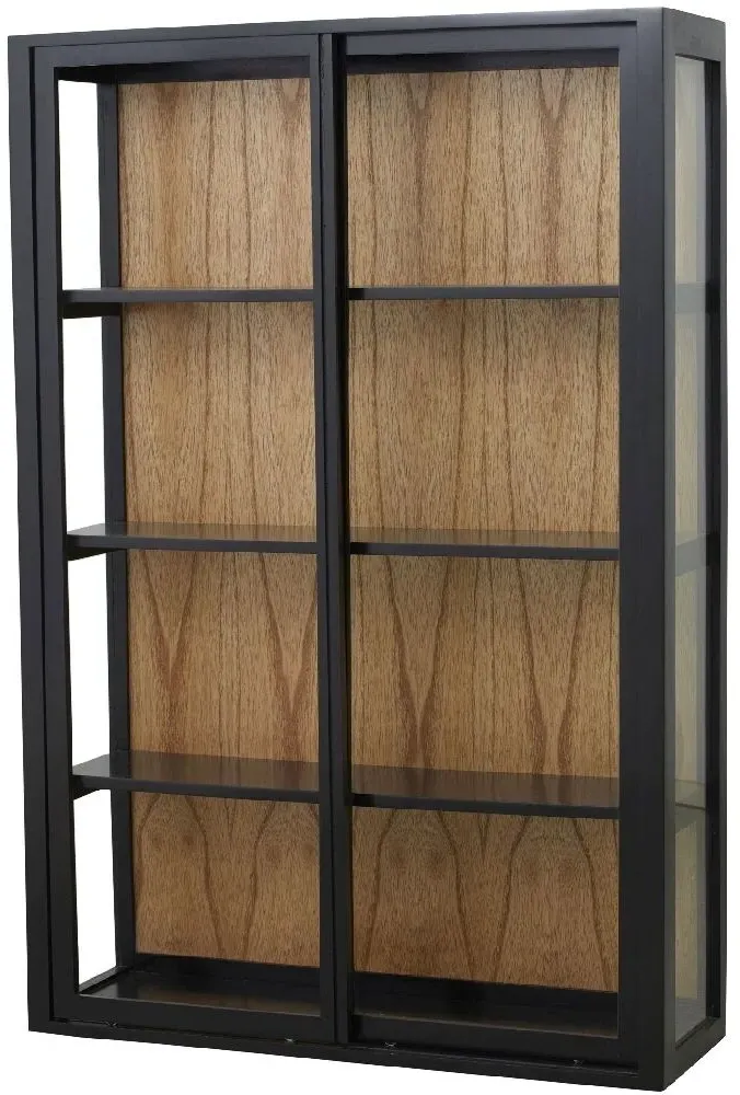 Bei 2 Door Wall Display Cabinet with Sliding Doors - Black