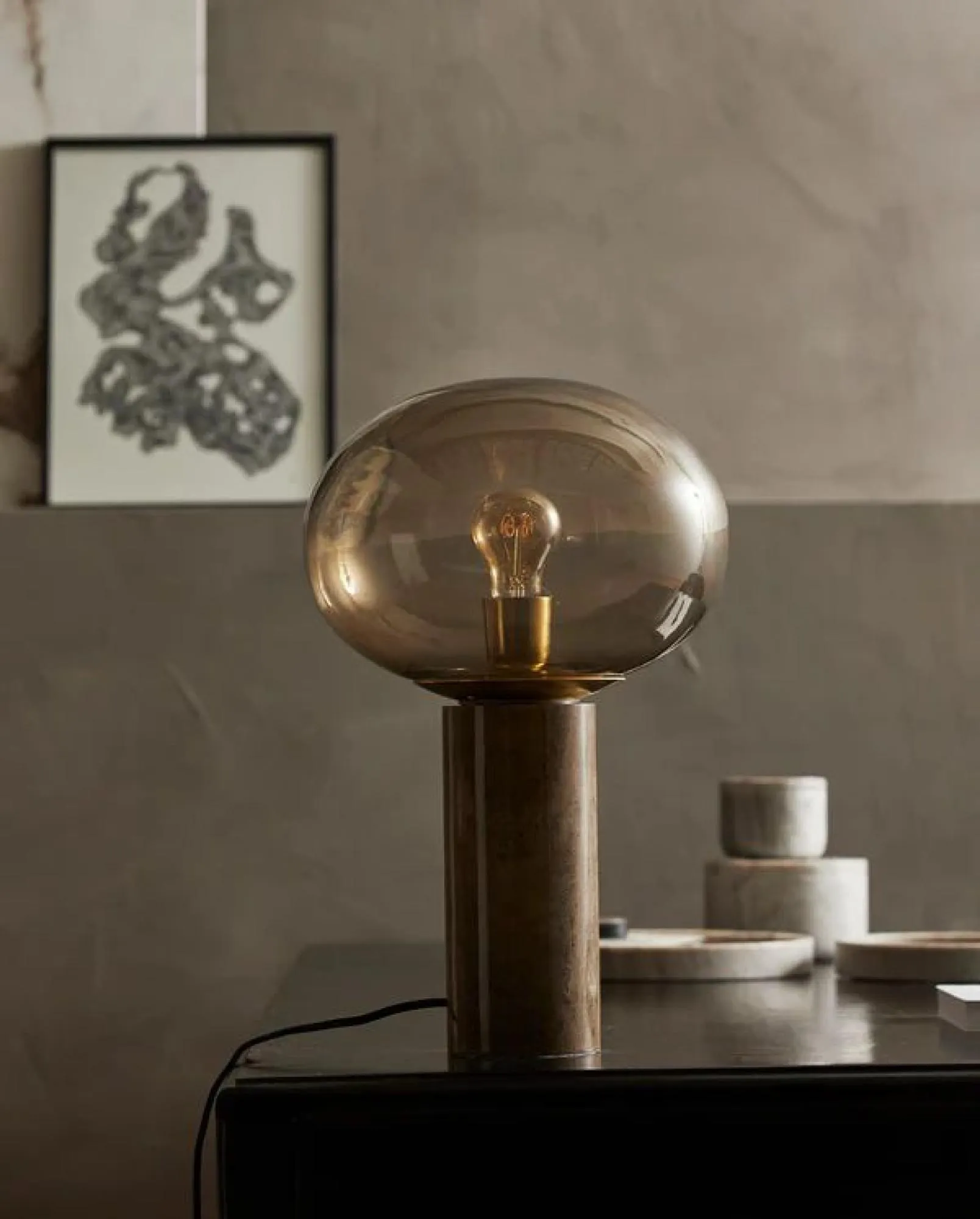 Bes Table Lamp - Smoked, Marble