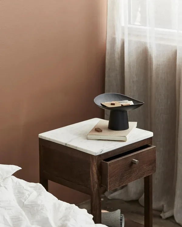 Bille Bedside Table - Brass, Mango Wood