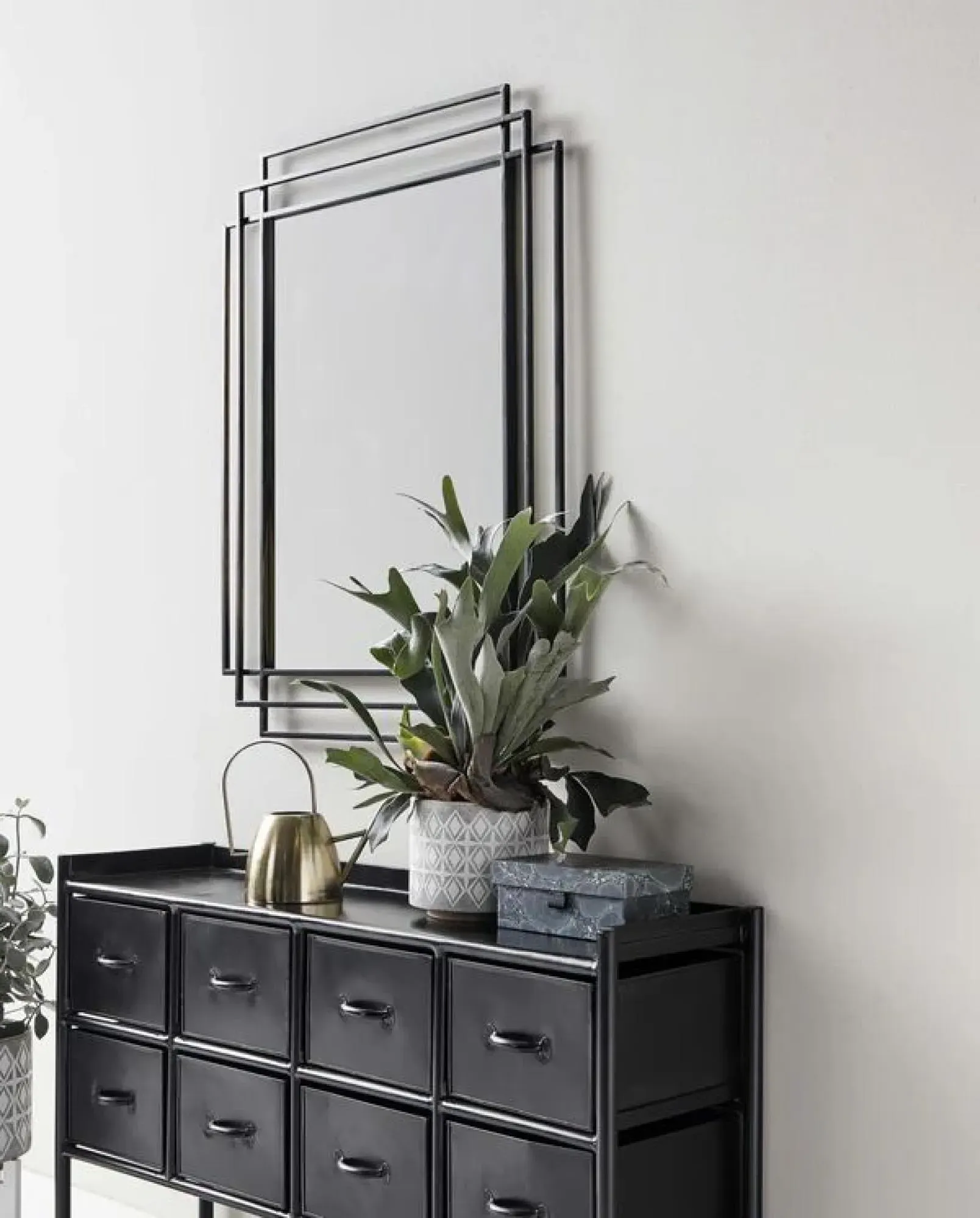 Black Metal Frame Wall Mirror