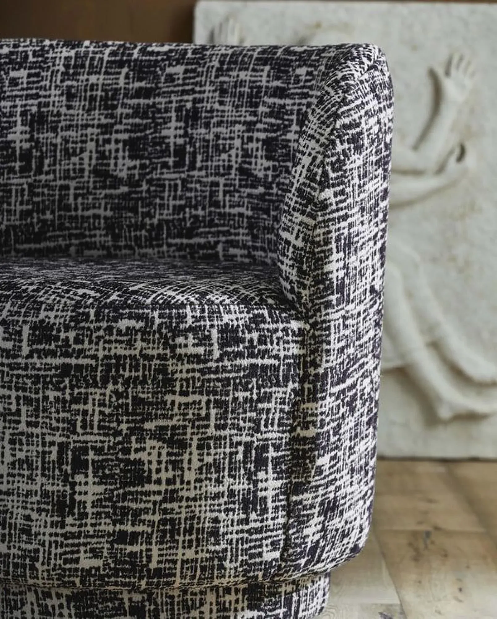 Bomu Fabric Lounge Chair - Black and White