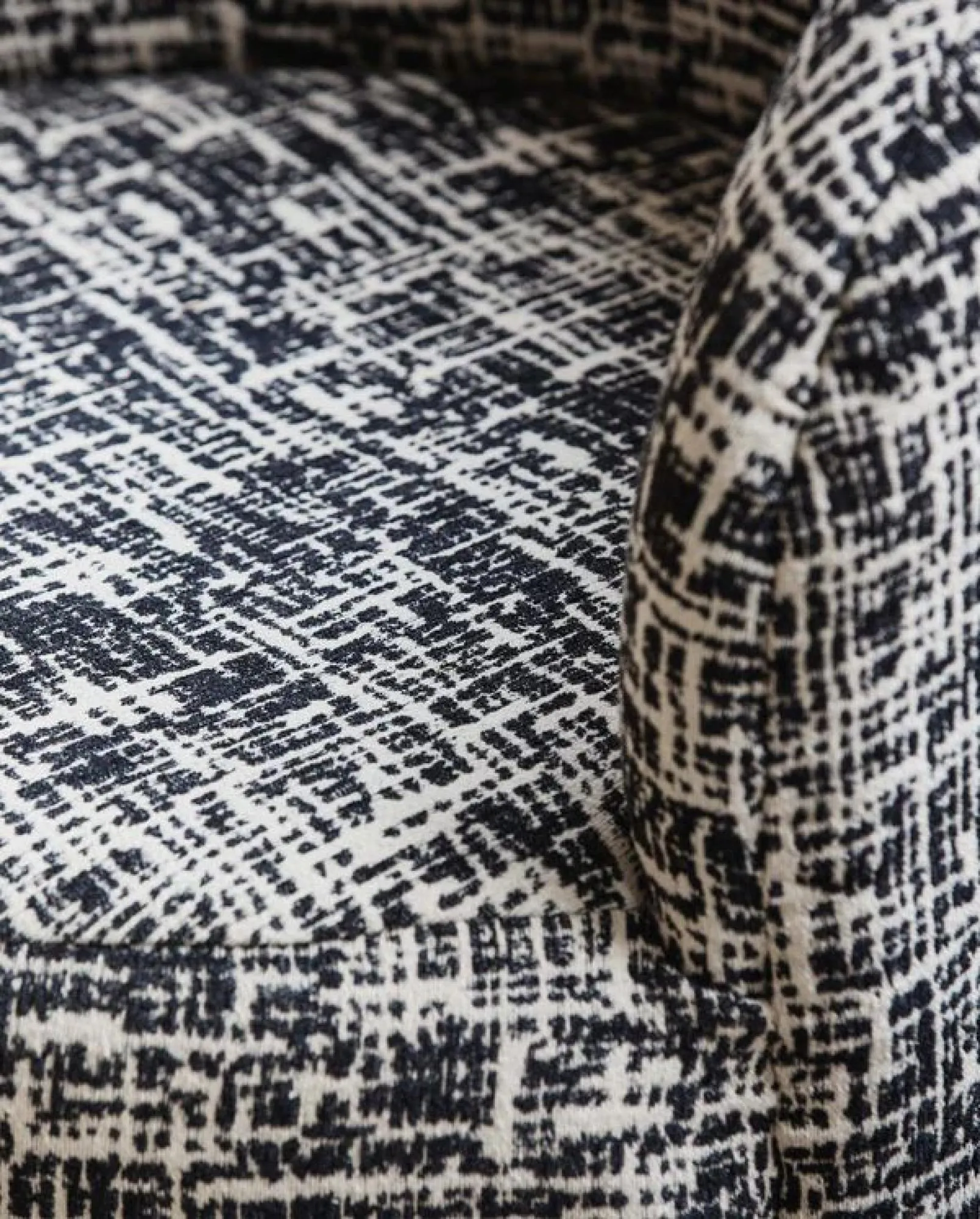 Bomu Fabric Lounge Chair - Black and White