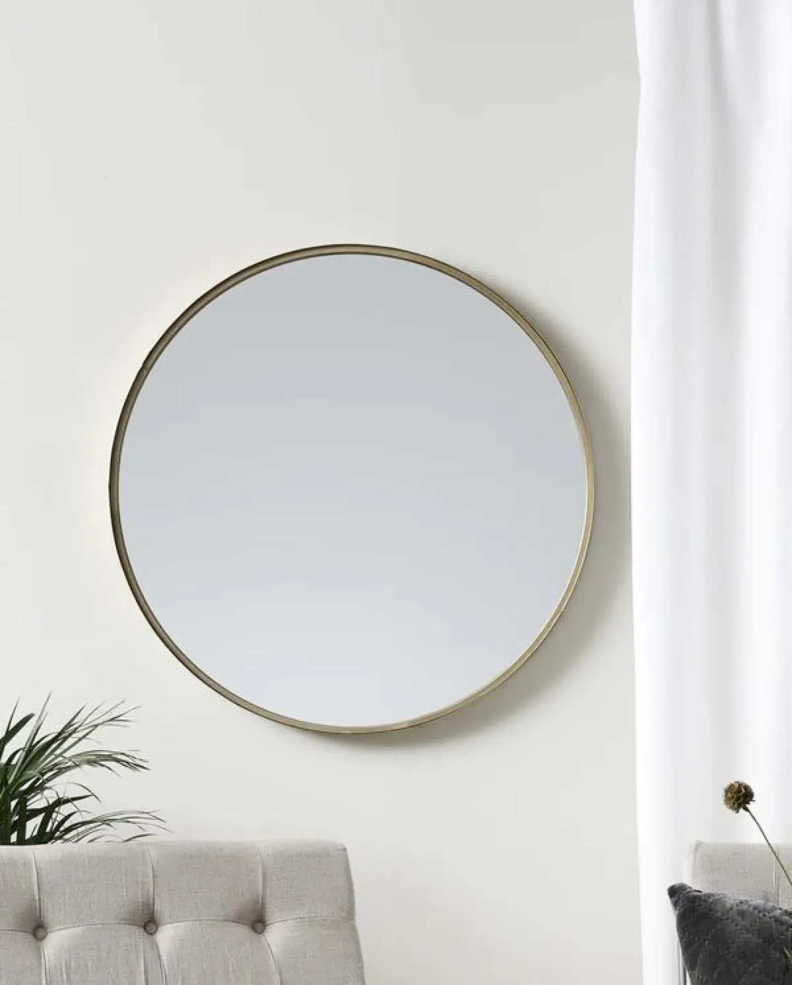 Curlew Round Wall Mirror - Brass, Metal
