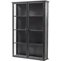 Downtown Wide 2 Door Glass Wall Display Cabinet - Black