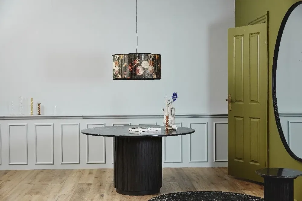 Erie 4 Seater Round Dining Table - Black, Marble