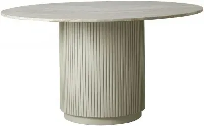 Erie 4 Seater Round Dining Table - White, Marble