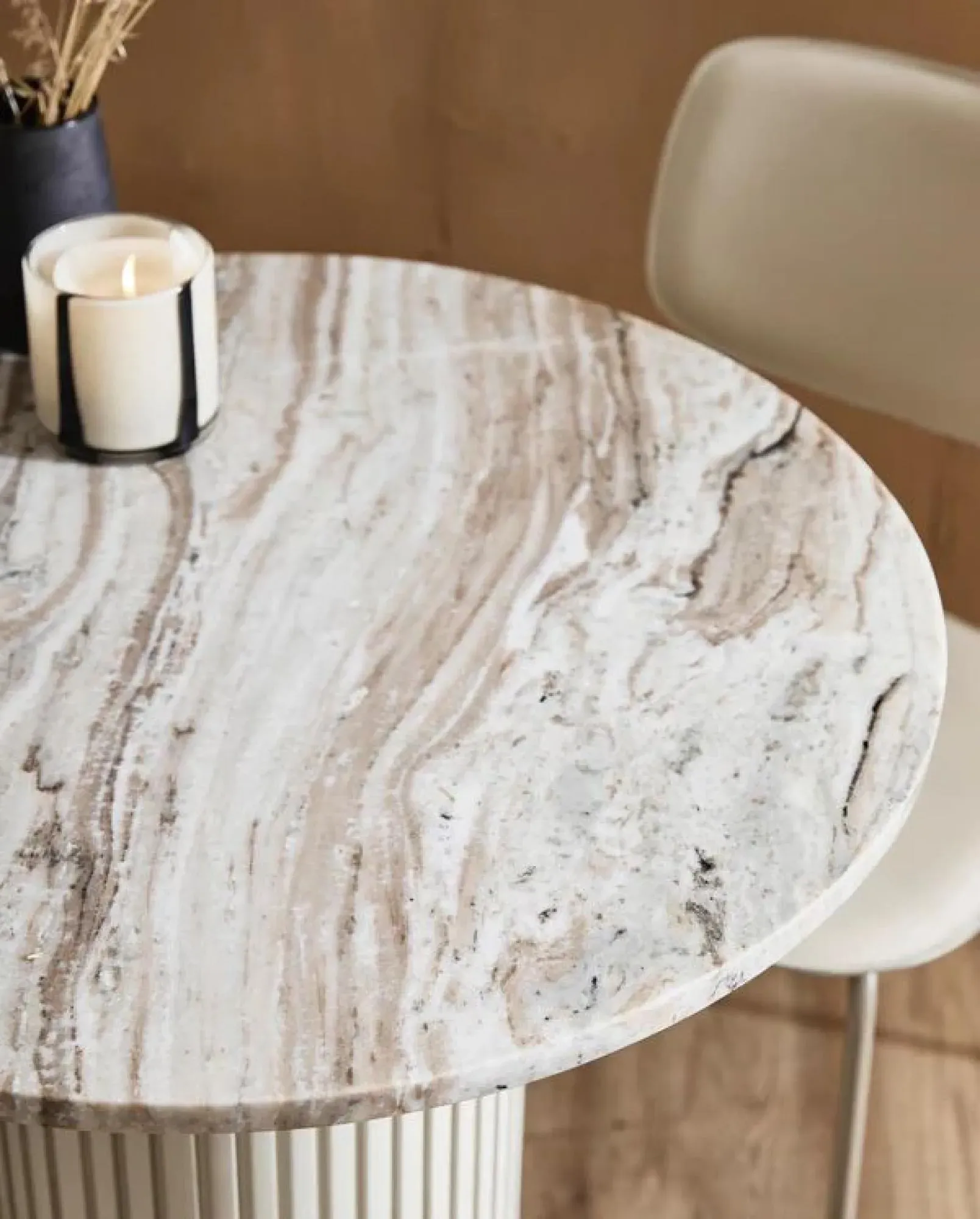 Erie Round Large Coffee Table - Ivory, Marble