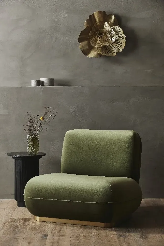 Erie Round Side Table - Black, Marble