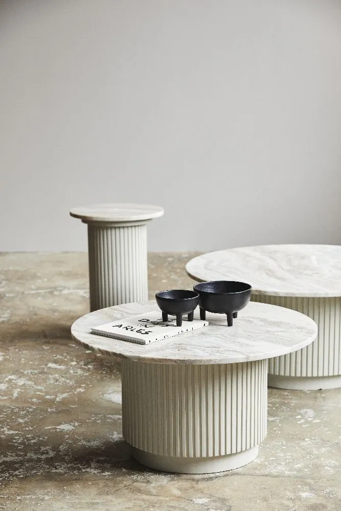 Erie Round Side Table - Ivory, Marble