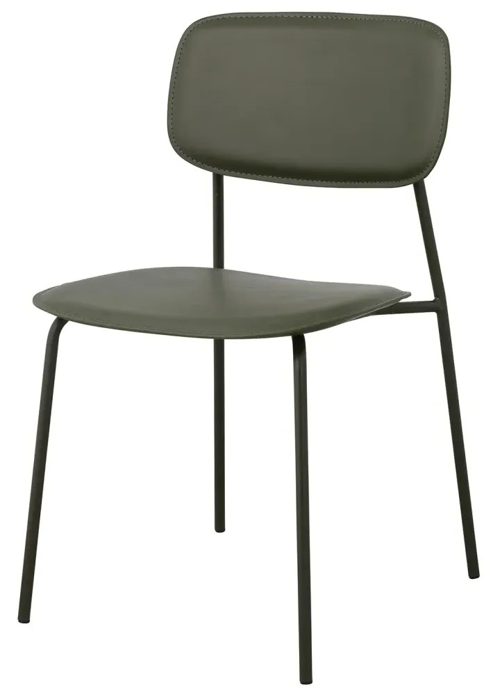Esa Dining Chair Set of 2 - Green, Faux Leather