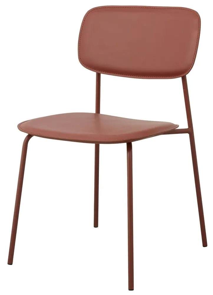 Esa Dining Chair Set of 2 - Rust Red, Faux Leather