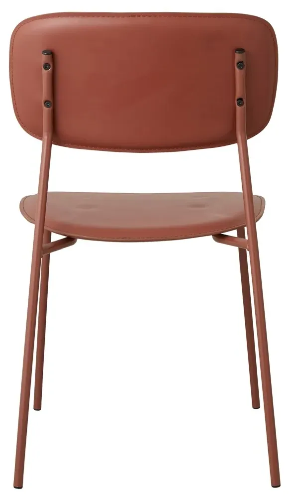 Esa Dining Chair Set of 2 - Rust Red, Faux Leather