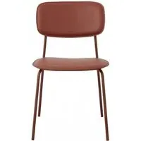 Esa Dining Chair Set of 2 - Rust Red, Faux Leather