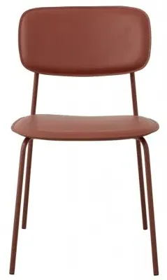 Esa Dining Chair Set of 2 - Rust Red, Faux Leather