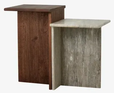 Glina High Table Set of 2 - Mango Wood, Marble image